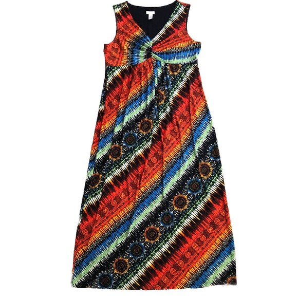 Chicos Sunflower Maxi Dress Womens 2 Large Sleeveless Empire Waist Boho Artsy - Picture 8 of 12